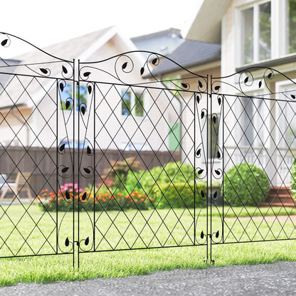 Metal Garden Fence Panels, Animal Barrier, Border Edging, 4 Pack, Wavey Vines Garden Fences at Gallery Canada