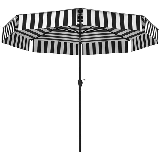 8.6 ft Patio Umbrella, UPF 30+, Crank, Tilt, 8 Ribs, Black Sun Umbrellas Black, White at Gallery Canada