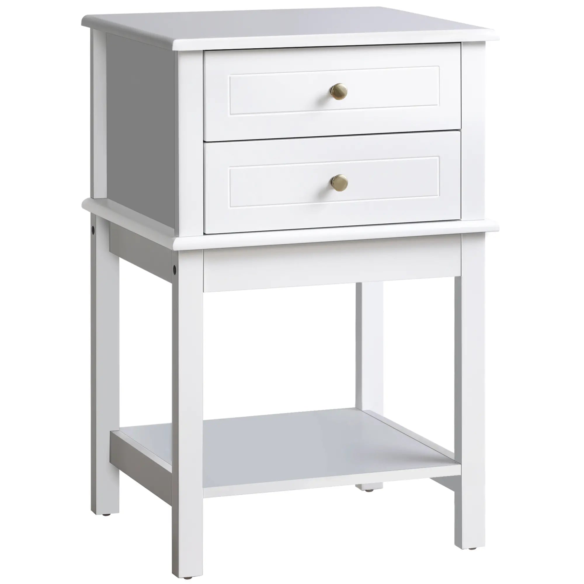 Modern Sofa Side Table with Drawers, Storage Shelf, White Side Tables White at Gallery Canada