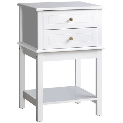 Modern Sofa Side Table with Drawers, Storage Shelf, White Side Tables White at Gallery Canada