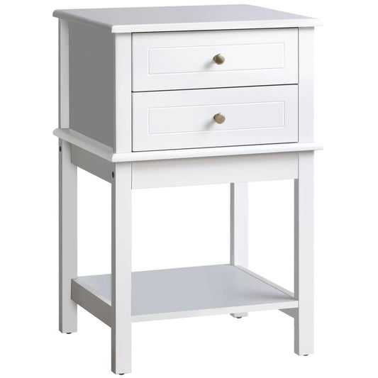 Modern Sofa Side Table with Drawers, Storage Shelf, White Side Tables White at Gallery Canada