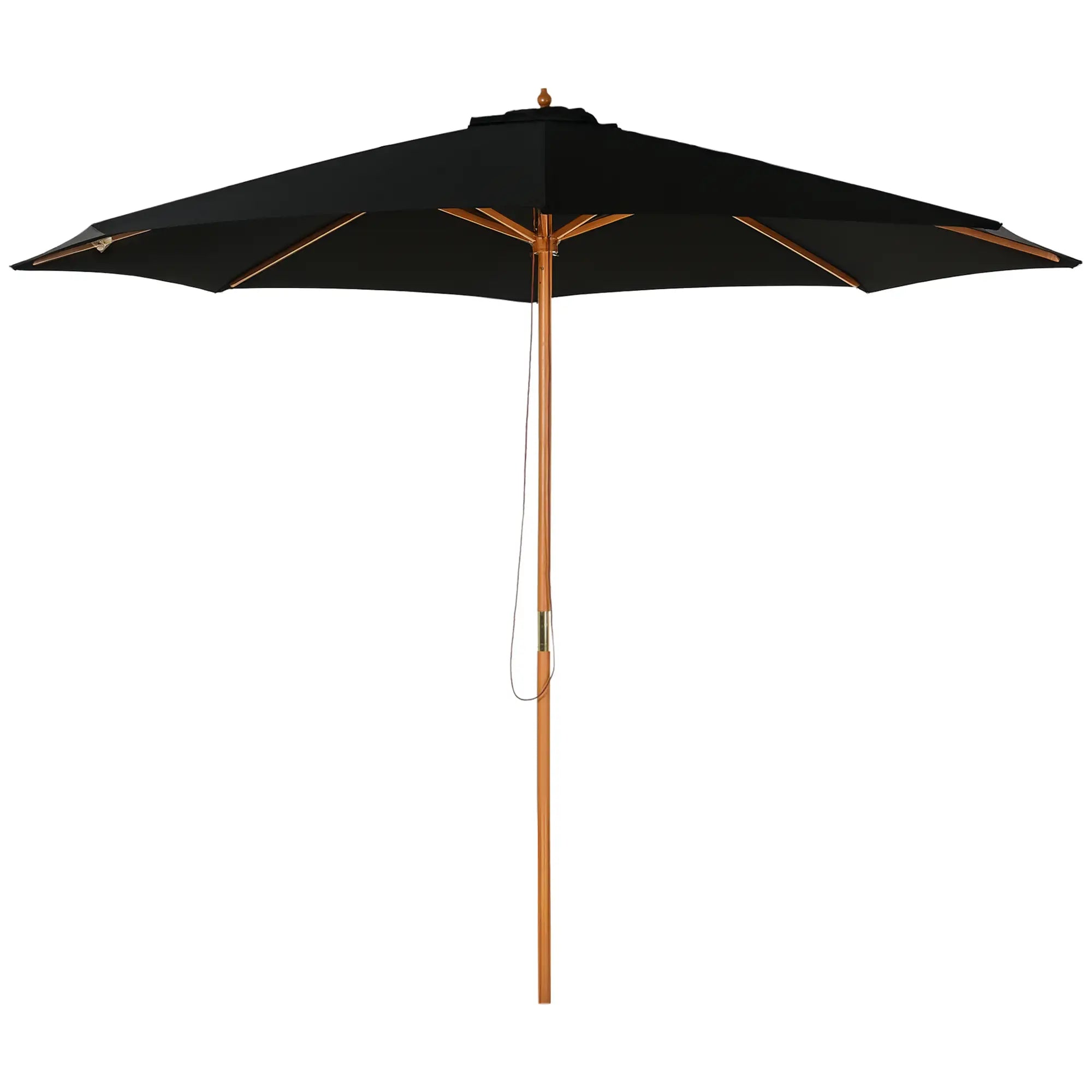 10' x 8' Wooden Patio Umbrella, Outdoor Sunshade Canopy, Black Sun Umbrellas at Gallery Canada
