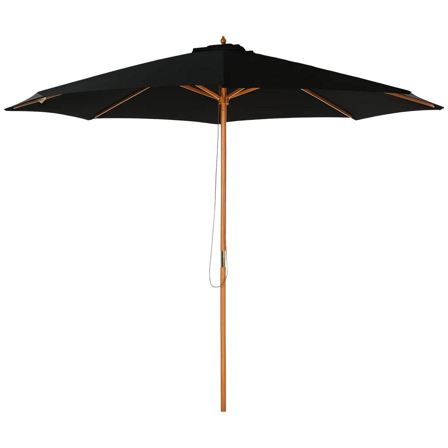 10' x 8' Wooden Patio Umbrella, Outdoor Sunshade Canopy, Black Sun Umbrellas at Gallery Canada