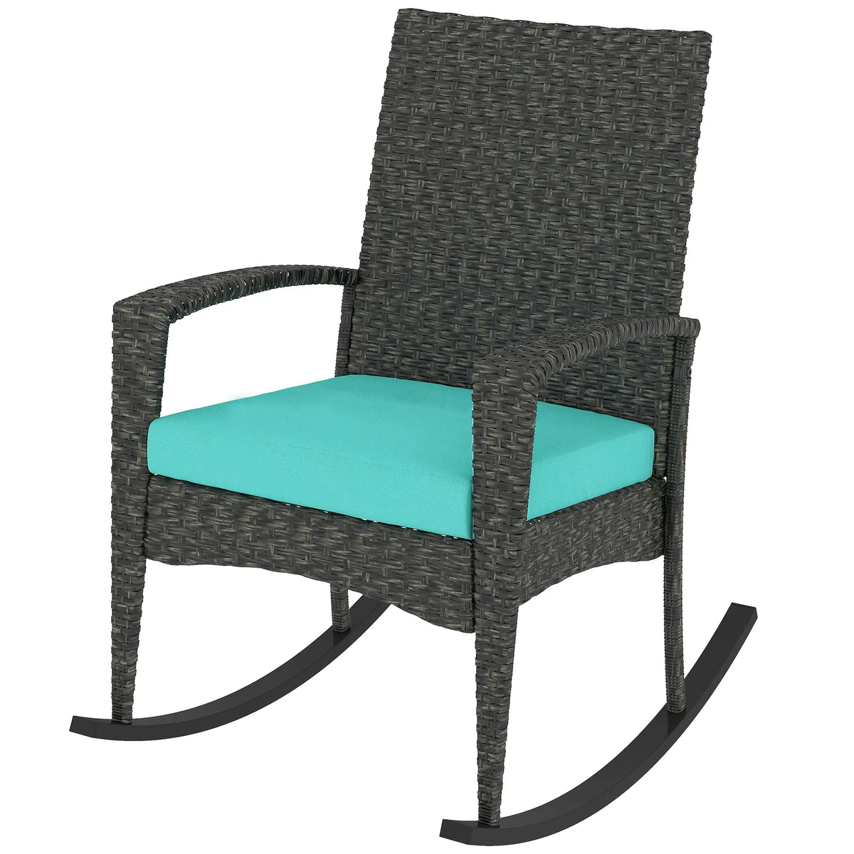 Outdoor Rocking Chair, Removable Cushion, High Back Armrests, Turquoise Outdoor Rocking Chairs Grey, Turquoise at Gallery Canada