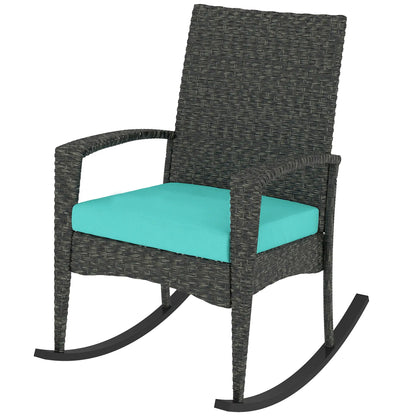 Outdoor Rocking Chair, Removable Cushion, High Back Armrests, Turquoise Outdoor Rocking Chairs Grey, Turquoise at Gallery Canada
