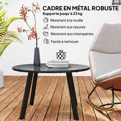 Round Outdoor Side Table, Metal Frame, Non-Slip Foot Pads, Black Patio Side Tables at Gallery Canada
