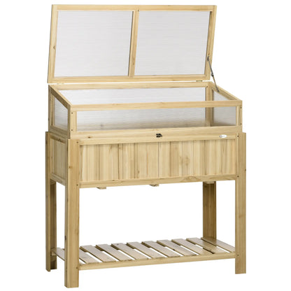 Raised Garden Bed, Outdoor Wooden PVC Elevated Planter Box, Natural Cold Frame Greenhouses at Gallery Canada