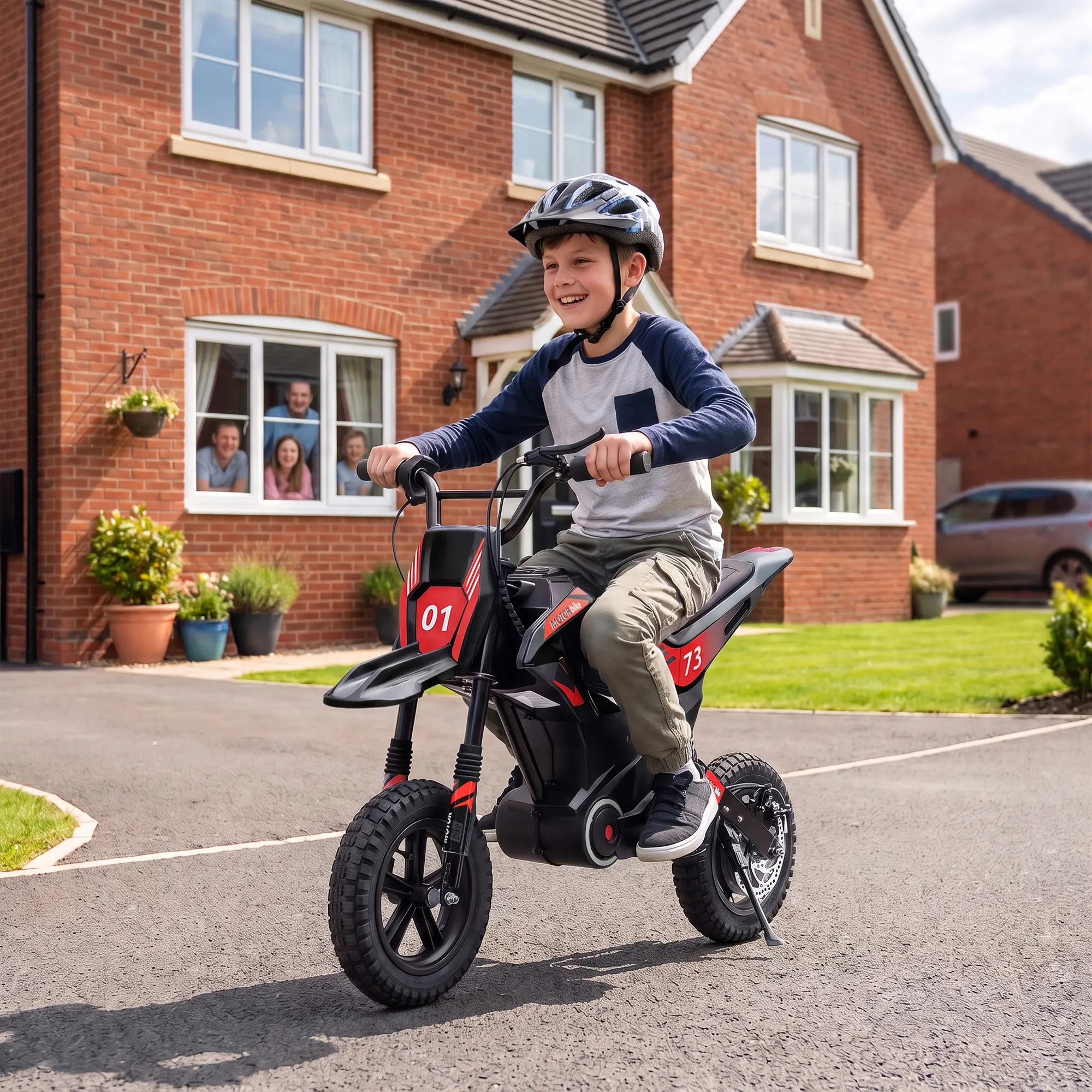 24V Kids Electric Motorcycle, Black, 12