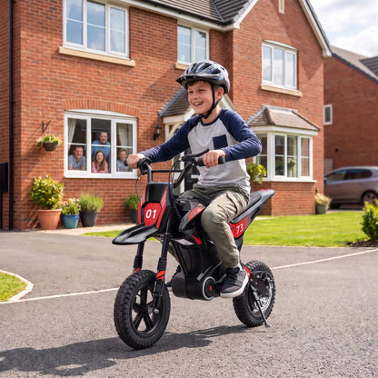 24V Kids Electric Motorcycle, Black, 12" Rubber Tires, Black Electric Motorcycles at Gallery Canada