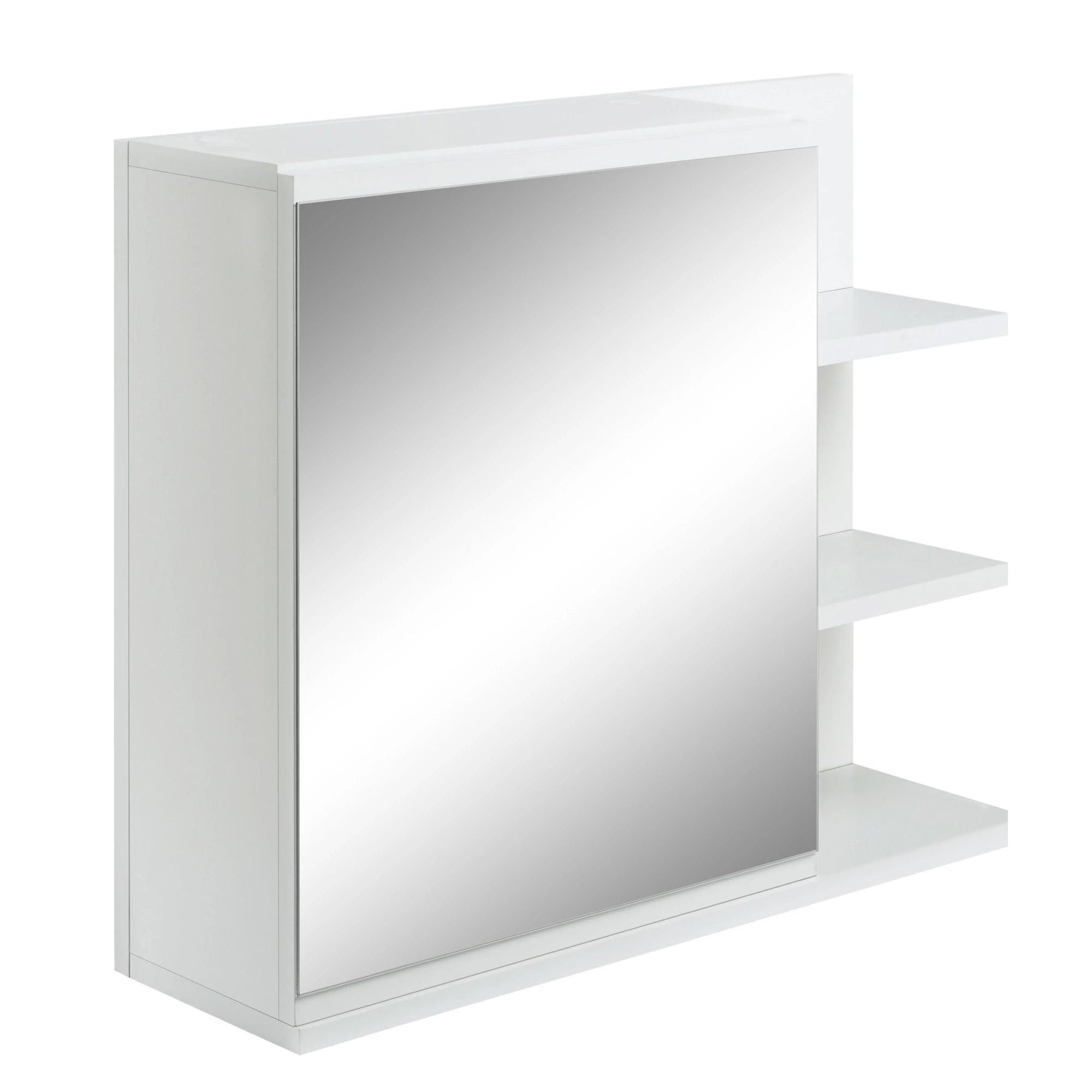 Wall Mounted Bathroom Storage Cabinet with Mirror, 3 Shelves, 2-Tier Cupboard Mirror Medicine Cabinets White at Gallery Canada