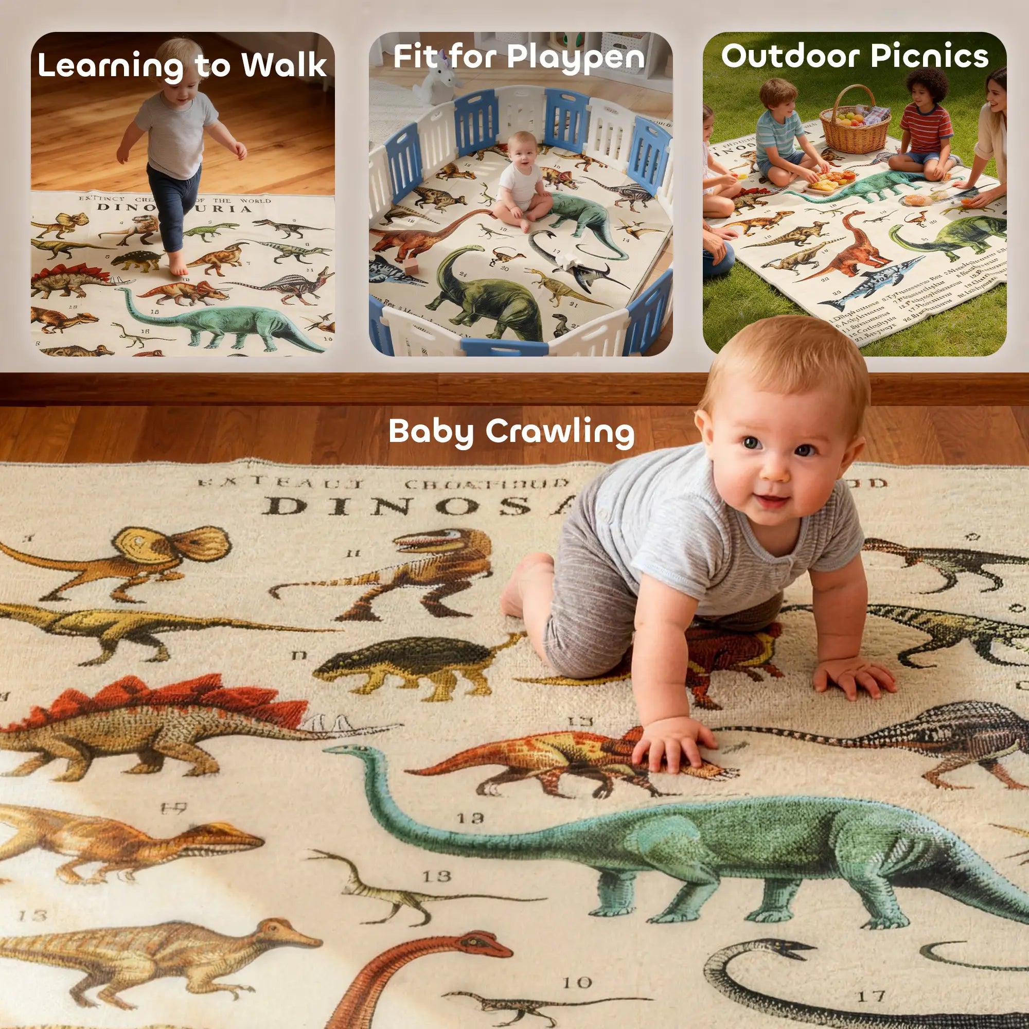 Large Play Mat 200 x 150 cm, Dinosaur Pattern, Toddler Crawling Mat Kids Gym & Playmats at Gallery Canada