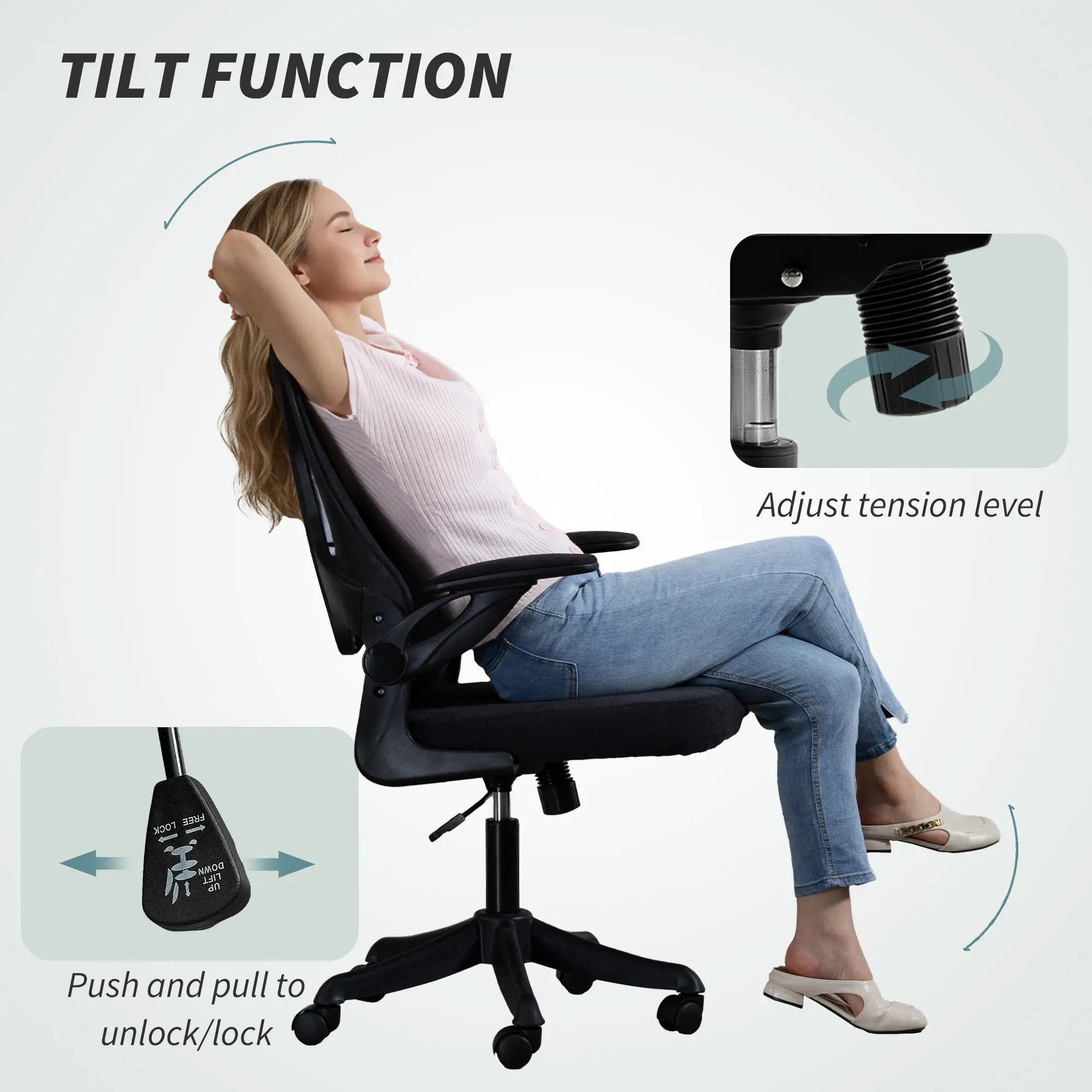 Ergonomic Office Chair, Adjustable Lumbar Support, Flip Up Armrests, Black Task Chairs at Gallery Canada