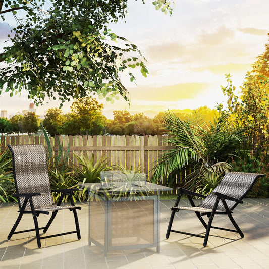 2PCs Outdoor Wicker Folding Chairs, Adjustable Backrest, Mixed Grey, Grey Patio Chairs Black Frame, Mixed Grey PE Rattan at Gallery Canada