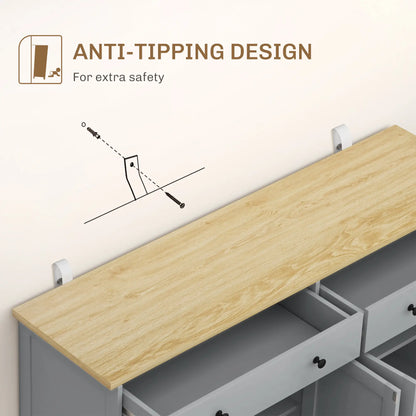 Modern Sideboard, Buffet Cabinet with Drawers, Adjustable Shelves, Grey Storage Cabinets at Gallery Canada