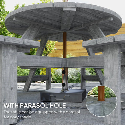 8 Seater Round Wooden Pub Bench, Patio Dining Set, Outdoor Patio Outdoor Dining Sets at Gallery Canada