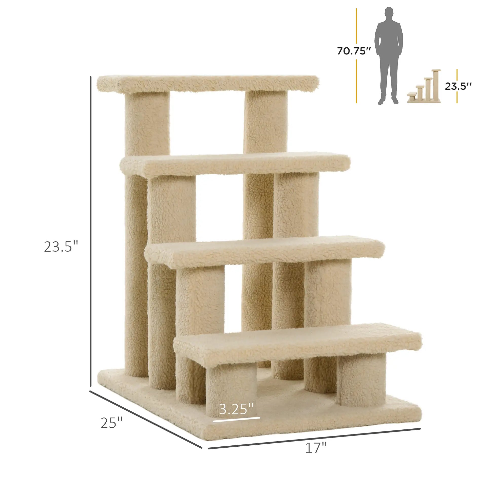 23.5" 4 Tier Pet Stairs, Dog Cat Step, Cream White Cat Stairs at Gallery Canada