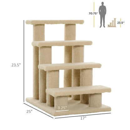 23.5" 4 Tier Pet Stairs, Dog Cat Step, Cream White Cat Stairs at Gallery Canada