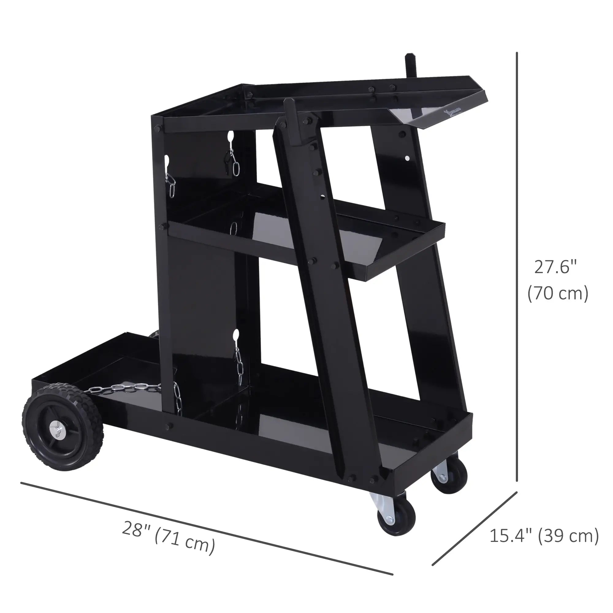 3 Tier Welding Cart, Welder Trolley, Garage Cart for Tanks Gas Bottles, Black Tool Organizers at Gallery Canada