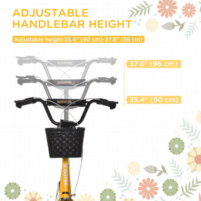 Kids Kick Scooter, Adjustable Handlebar, 2 Brakes, Basket, 16", Orange Scooters at Gallery Canada