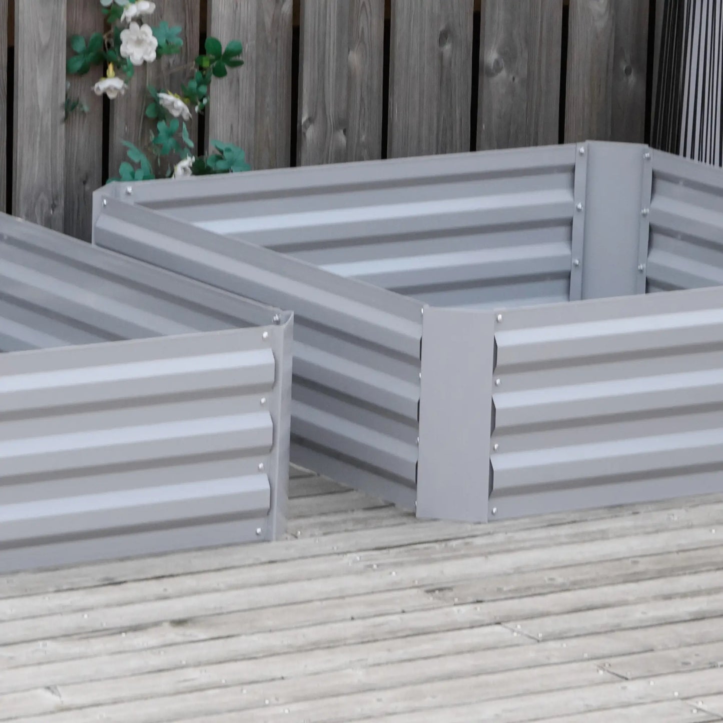 39" x 39" x 12" Raised Garden Bed Set, Elevated Planter Box, Galvanized Steel Frame, Grey Galvanized Planter Boxes at Gallery Canada