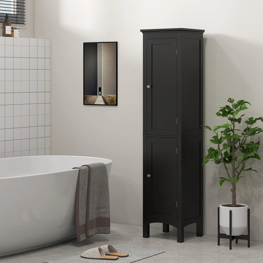 Tall Bathroom Cabinet, Freestanding Storage Organizer, 15" x 13" x 63", Black Bathroom Cabinets Black at Gallery Canada