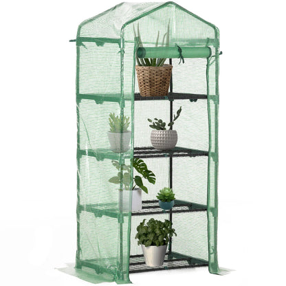 Portable Greenhouse, 4 Tier Shelves, Steel Frame, PE Cover, Dark Green Portable Greenhouses Dark Green at Gallery Canada