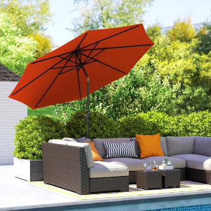 Parasol de marché rond 10' x 8', parasol de patio avec inclinaison à manivelle, orange