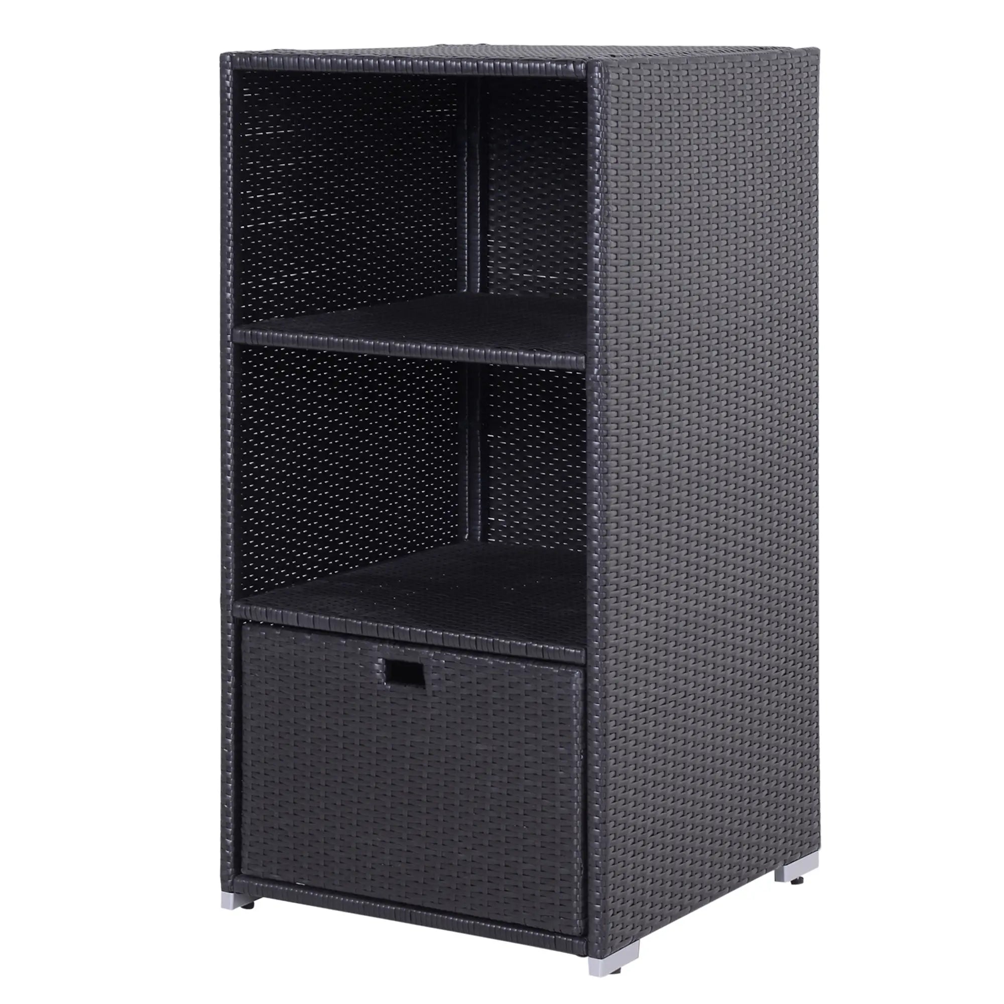 Outdoor Storage Cabinet, Rattan Wicker Pool Towel Organizer, Dark Brown Patio Storage Boxes at Gallery Canada