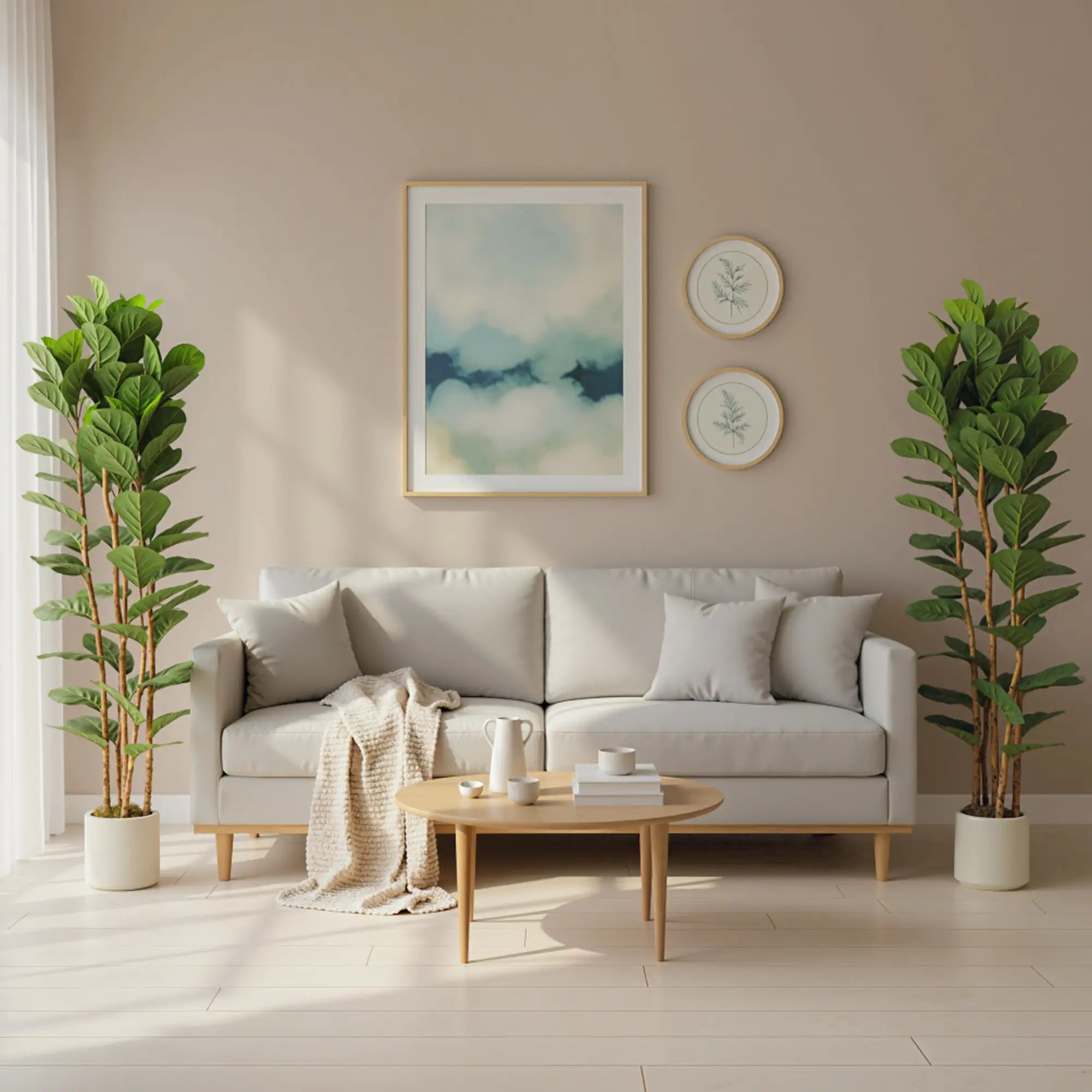 6FT Artificial Fiddle Leaf Fig Tree Set Of 2, Fake Potted Tree, Green Artificial Trees at Gallery Canada