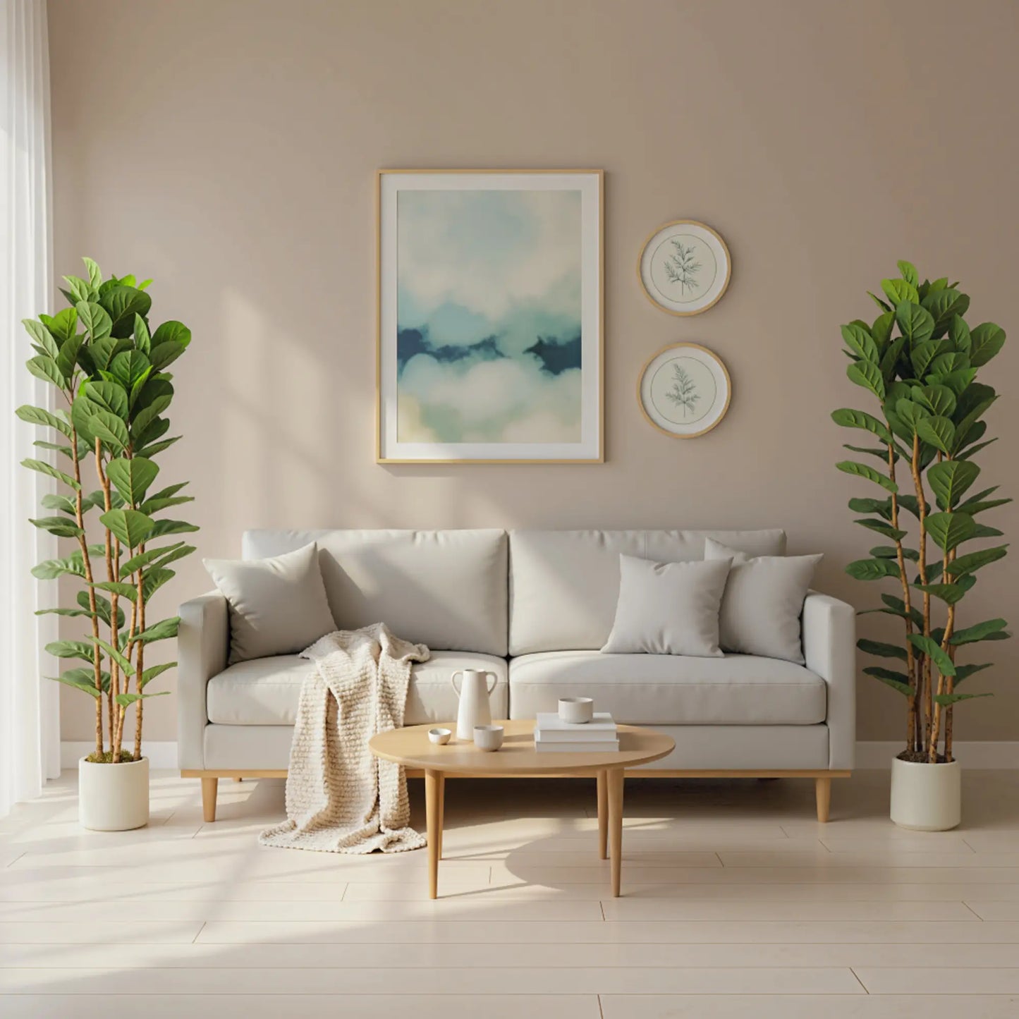 6FT Artificial Fiddle Leaf Fig Tree Set Of 2, Fake Potted Tree, Green Artificial Trees at Gallery Canada