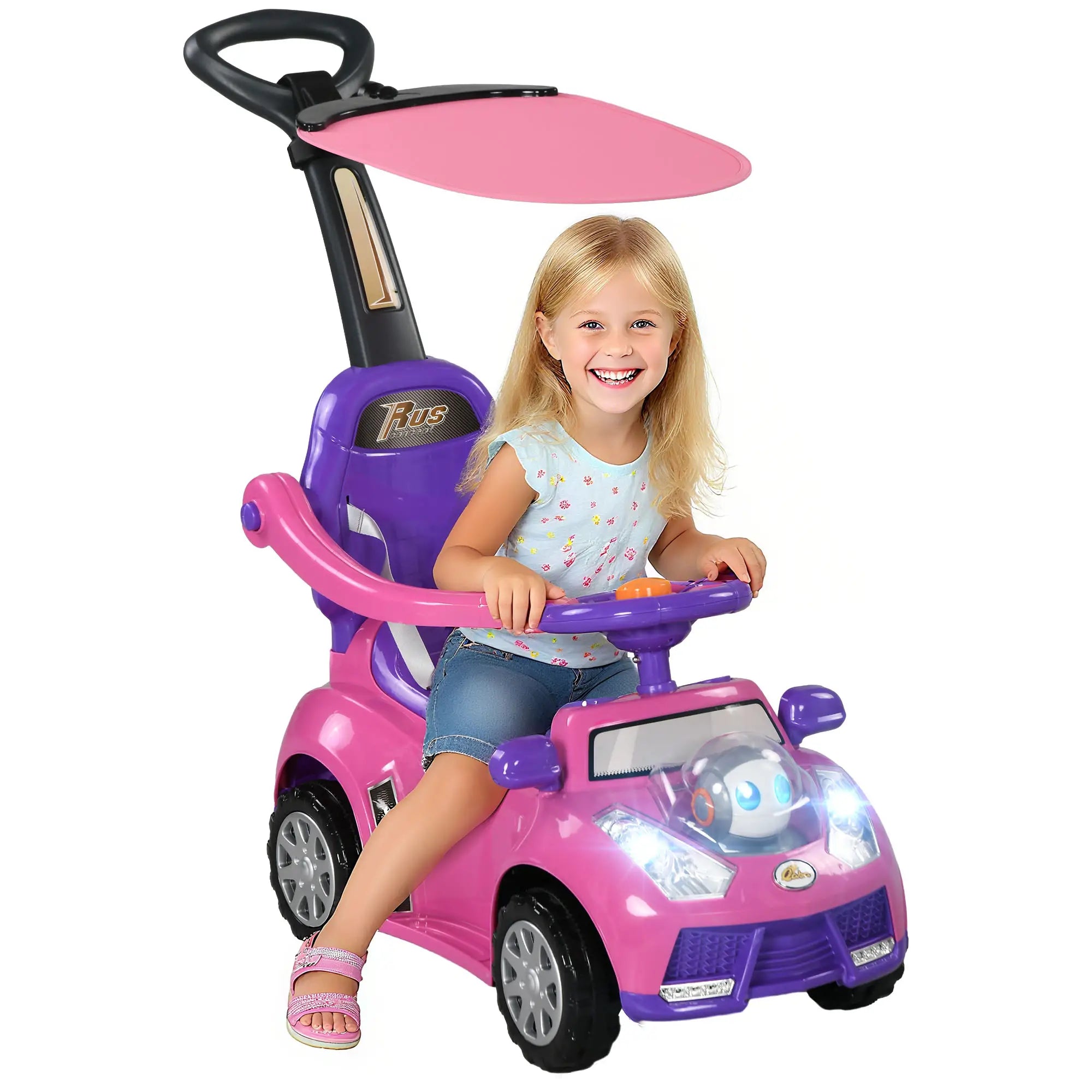 3 in 1 Kids Push Car, Toddler Sliding, Foot to Floor, Pink Push Cars for Toddlers at Gallery Canada