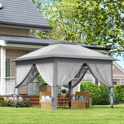 11' x 11' Pop Up Gazebo, Double Roof Foldable Canopy Tent, Grey Pop Up Canopies at Gallery Canada