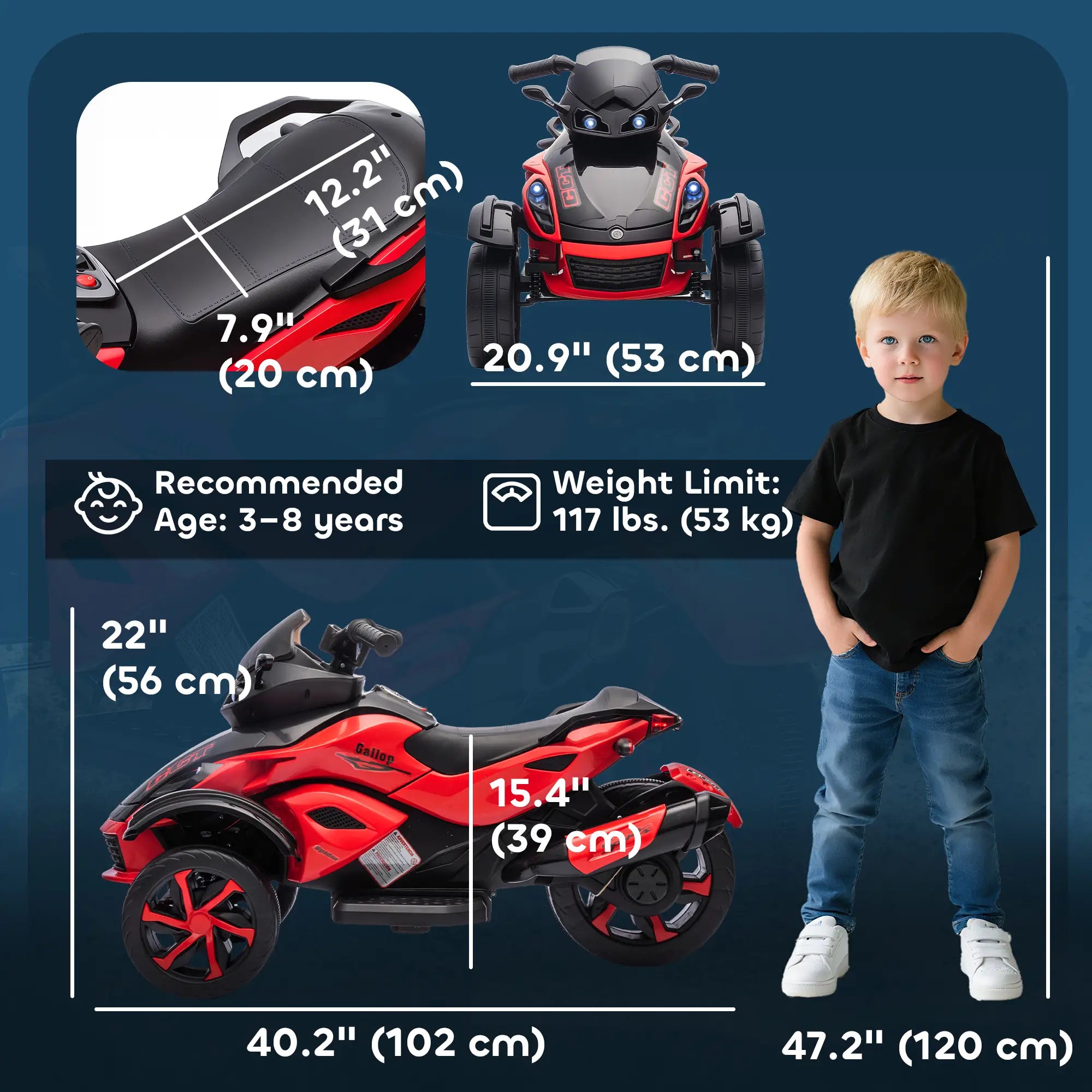 12V Kids ATV, Suspension Wheels, Soft Start, LED Lights, Music, Red Electric Ride On Toys at Gallery Canada