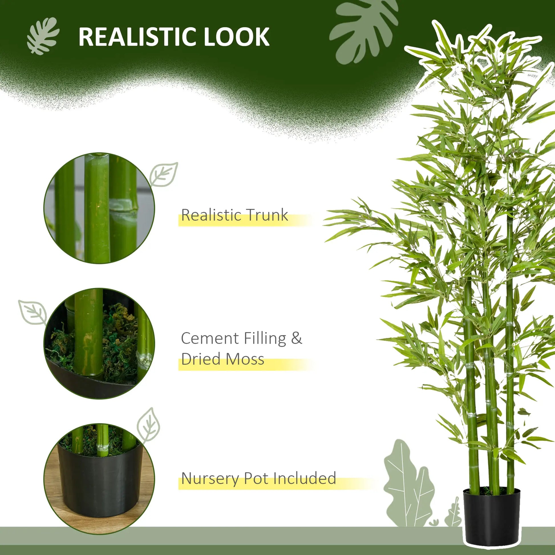 5FT Artificial Bamboo Tree, Faux Plant in Nursery Pot, Indoor Decor Artificial Trees at Gallery Canada