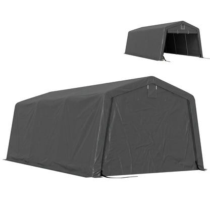 11' x 20' Portable Garage, Heavy Duty Carport Canopy, Dark Grey Car Shelters Dark Grey at Gallery Canada
