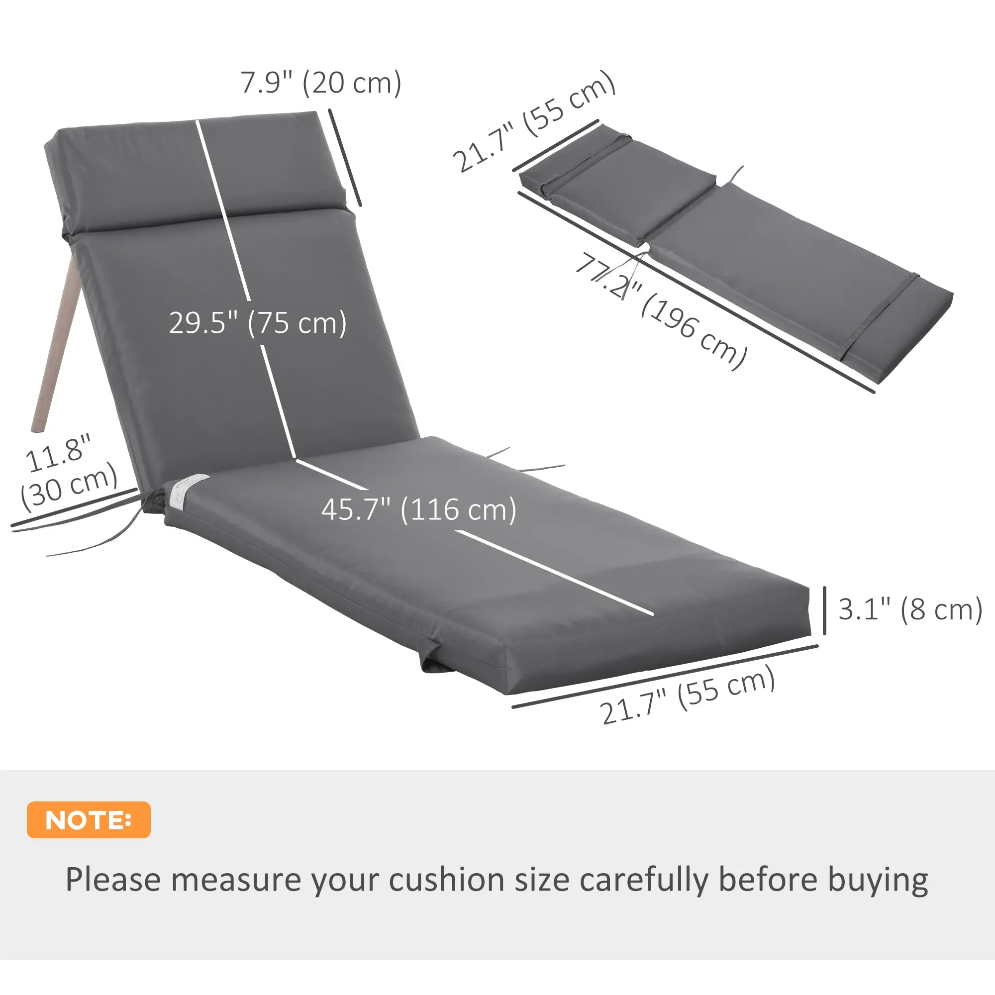 Outdoor Lounge Chair Cushion Set, 77.2