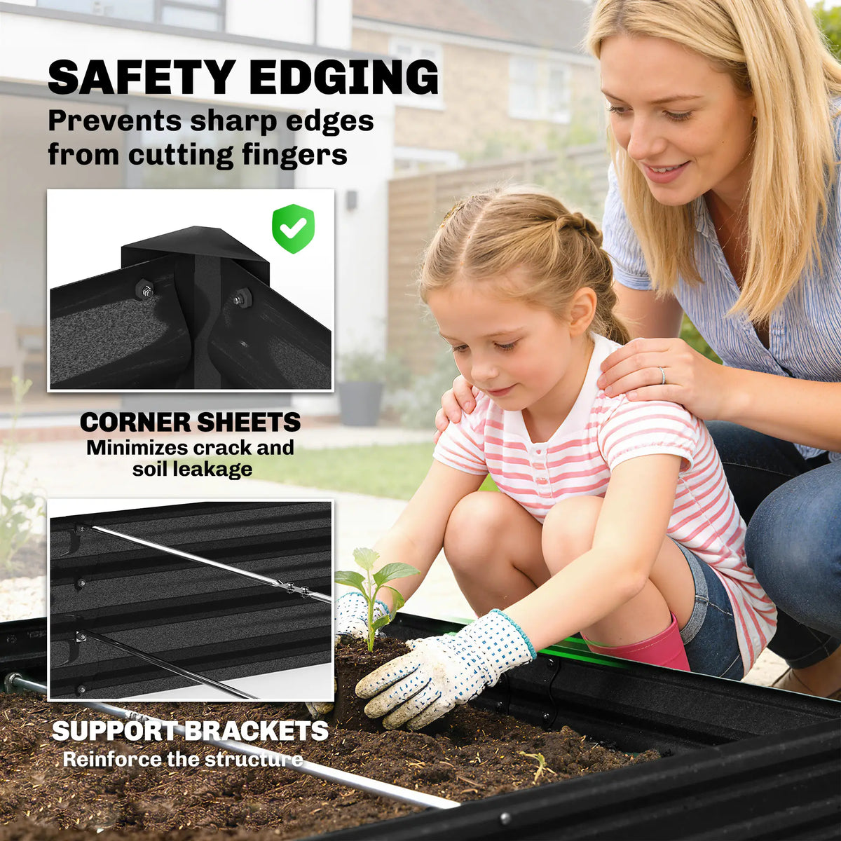 12x4x1ft Galvanized Raised Garden Bed, Reinforced Outdoor Planter Box, Black Galvanized Planter Boxes at Gallery Canada