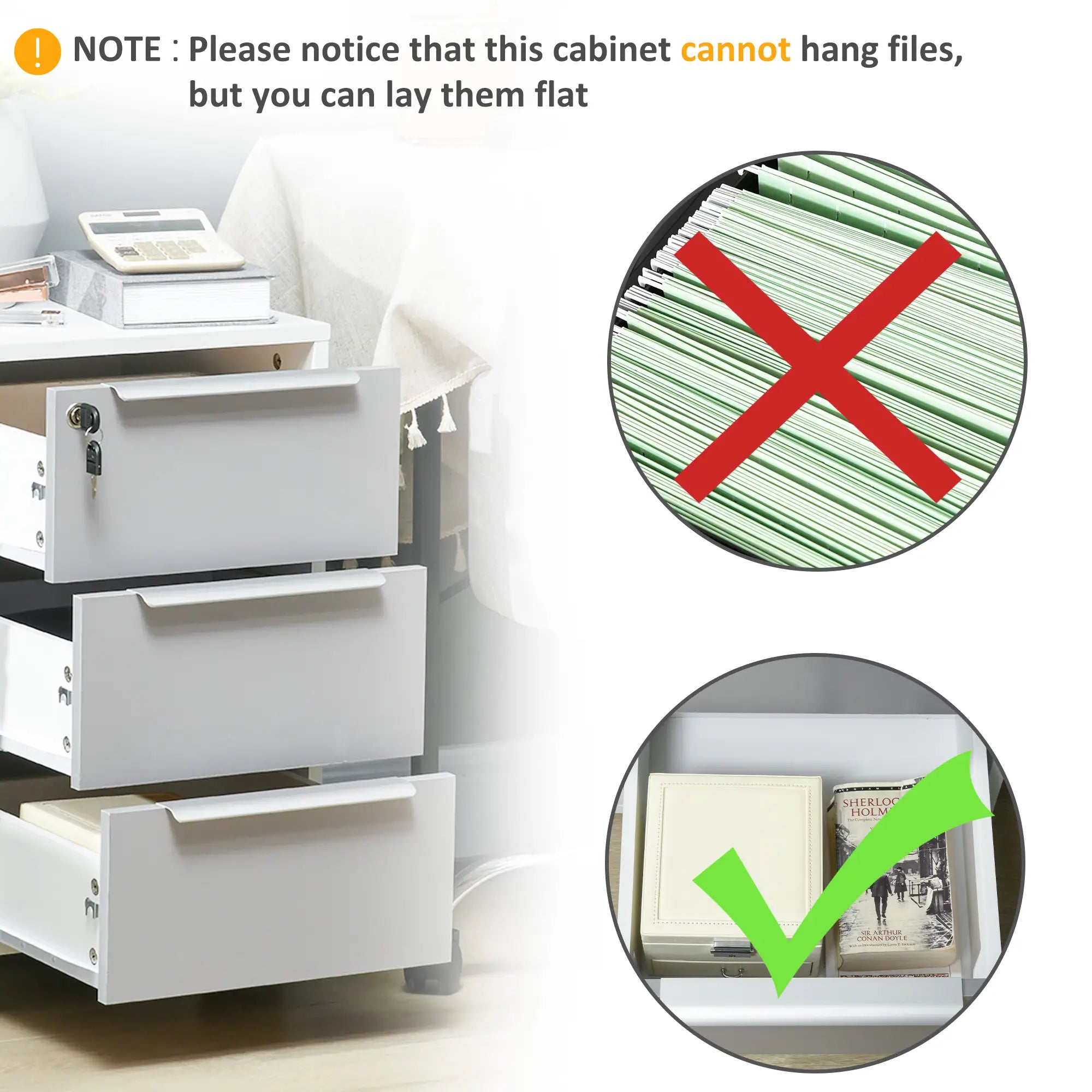 3 Drawer File Cabinet with Wheels, Vertical, Lock, Grey Office Cabinets & Cupboards at Gallery Canada