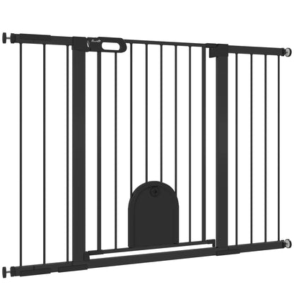 30"-52" Extra Wide Pet Gate, 35"H, Small Door, Black Houses, Kennels & Pens Black at Gallery Canada