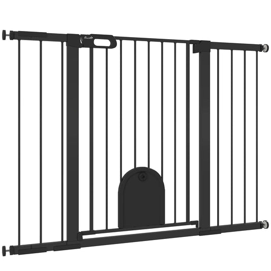 30"-52" Extra Wide Pet Gate, 35"H, Small Door, Black Houses, Kennels & Pens Black at Gallery Canada