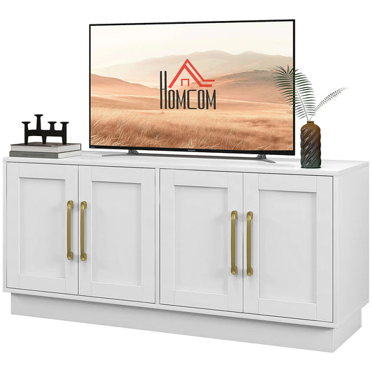 Modern TV Stand for 55" TV, Cabinet with 4 Doors, 2 Shelves, White TV Stands White at Gallery Canada