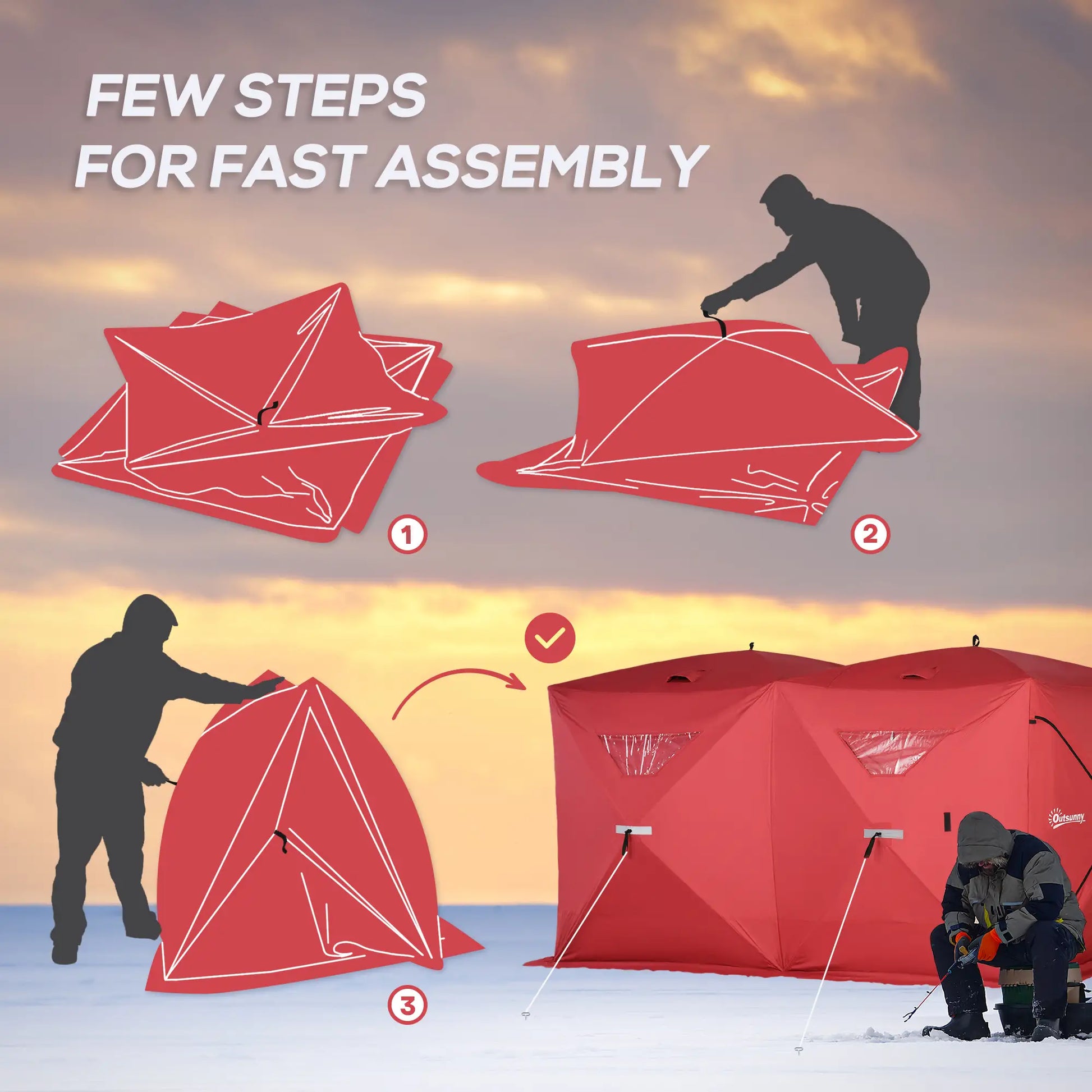 5-8 Person Pop-Up Ice Fishing Shelter, Portable Tent, Red Ice Fishing Tents at Gallery Canada