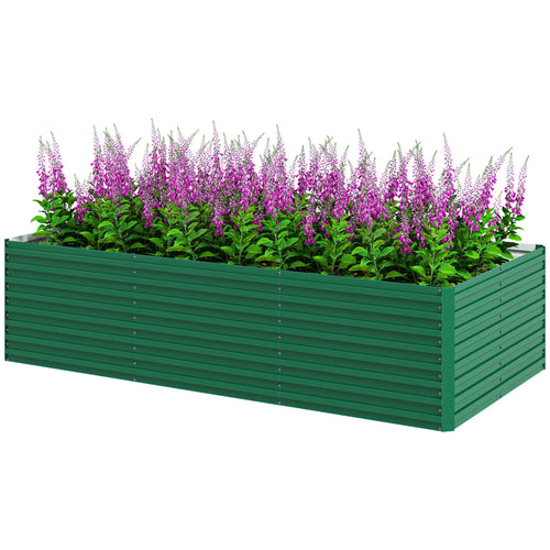 8' x 4' x 2' Raised Garden Bed, Galvanized Planter Box, Green