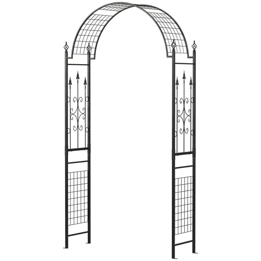 7.5 ft Steel Garden Arch, Outdoor Trellis Arbor, Black Garden Arches Black at Gallery Canada