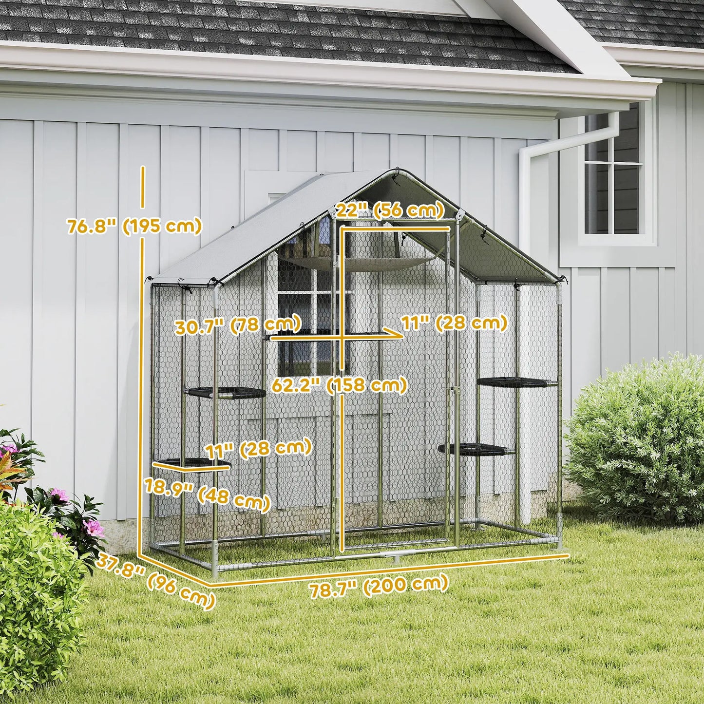 Large Cat Enclosure, Waterproof Cover, 5 Platforms, Hammock Outdoor Cat Enclosures at Gallery Canada