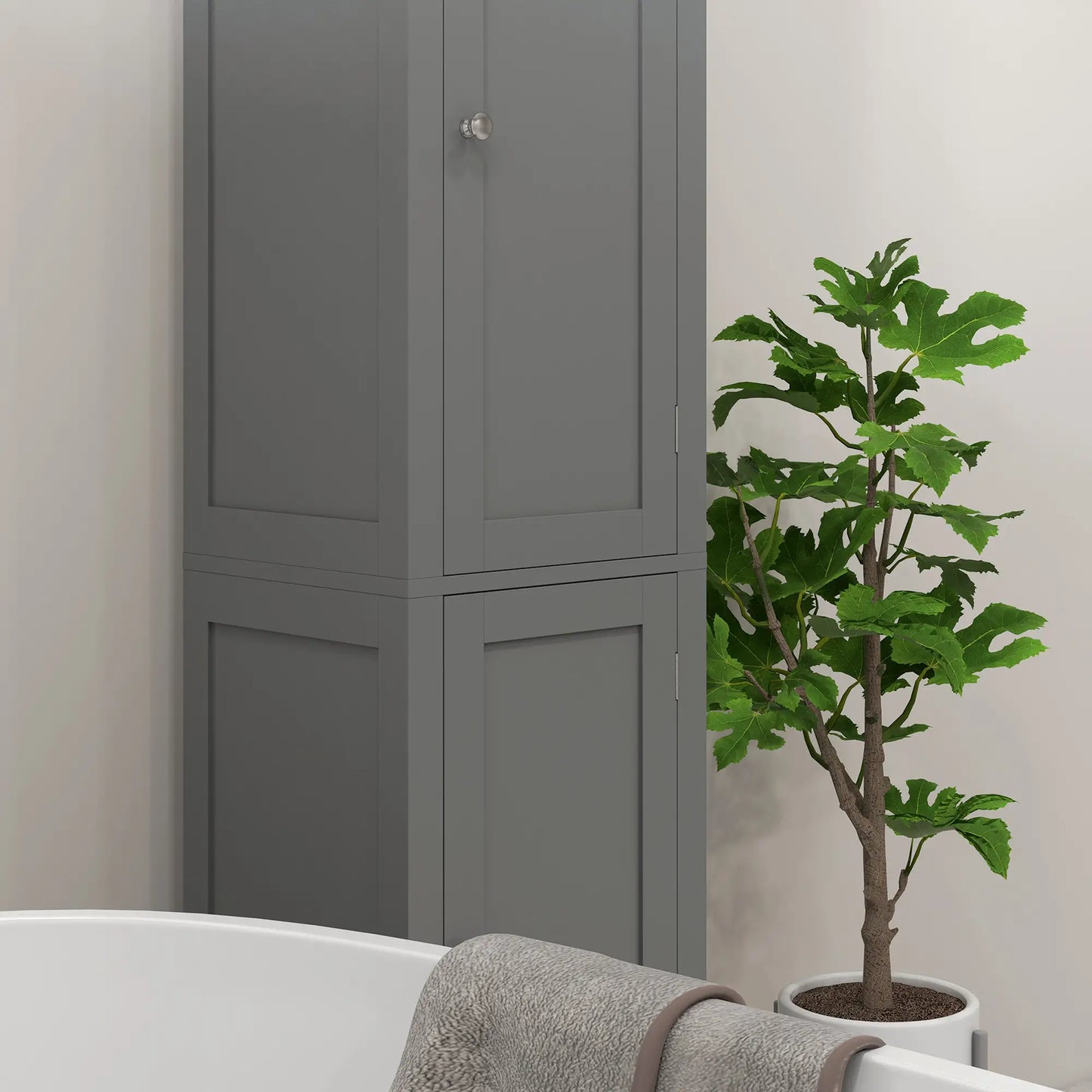 Tall Bathroom Cabinet, Freestanding Storage, Adjustable Shelves, 15" x 13" x 63", Grey Bathroom Cabinets at Gallery Canada