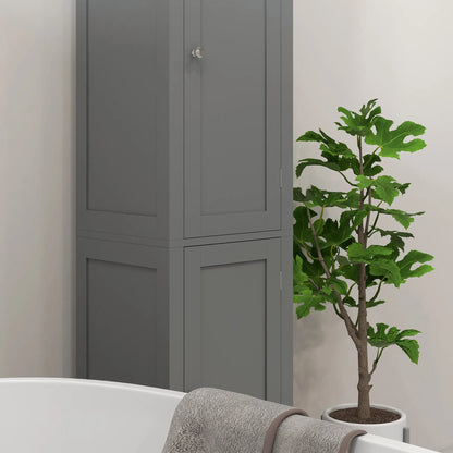 Tall Bathroom Cabinet, Freestanding Storage, Adjustable Shelves, 15" x 13" x 63", Grey Bathroom Cabinets at Gallery Canada