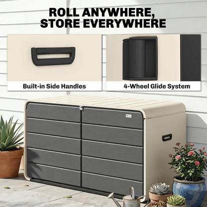 Outdoor Storage Box With Lockable Lid, HDPE Garden Deck Box With Wheels 757 L Patio Storage Boxes at Gallery Canada