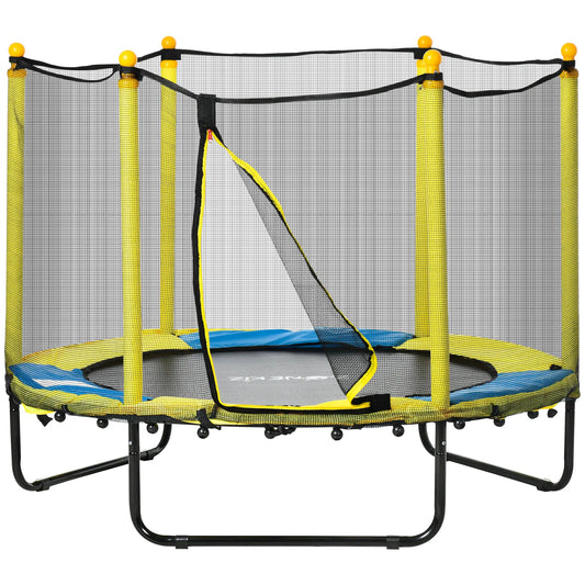 4.6FT Kids Trampoline with Enclosure Net, Indoor Outdoor, Yellow Trampolines Yellow, Black, Blue at Gallery Canada