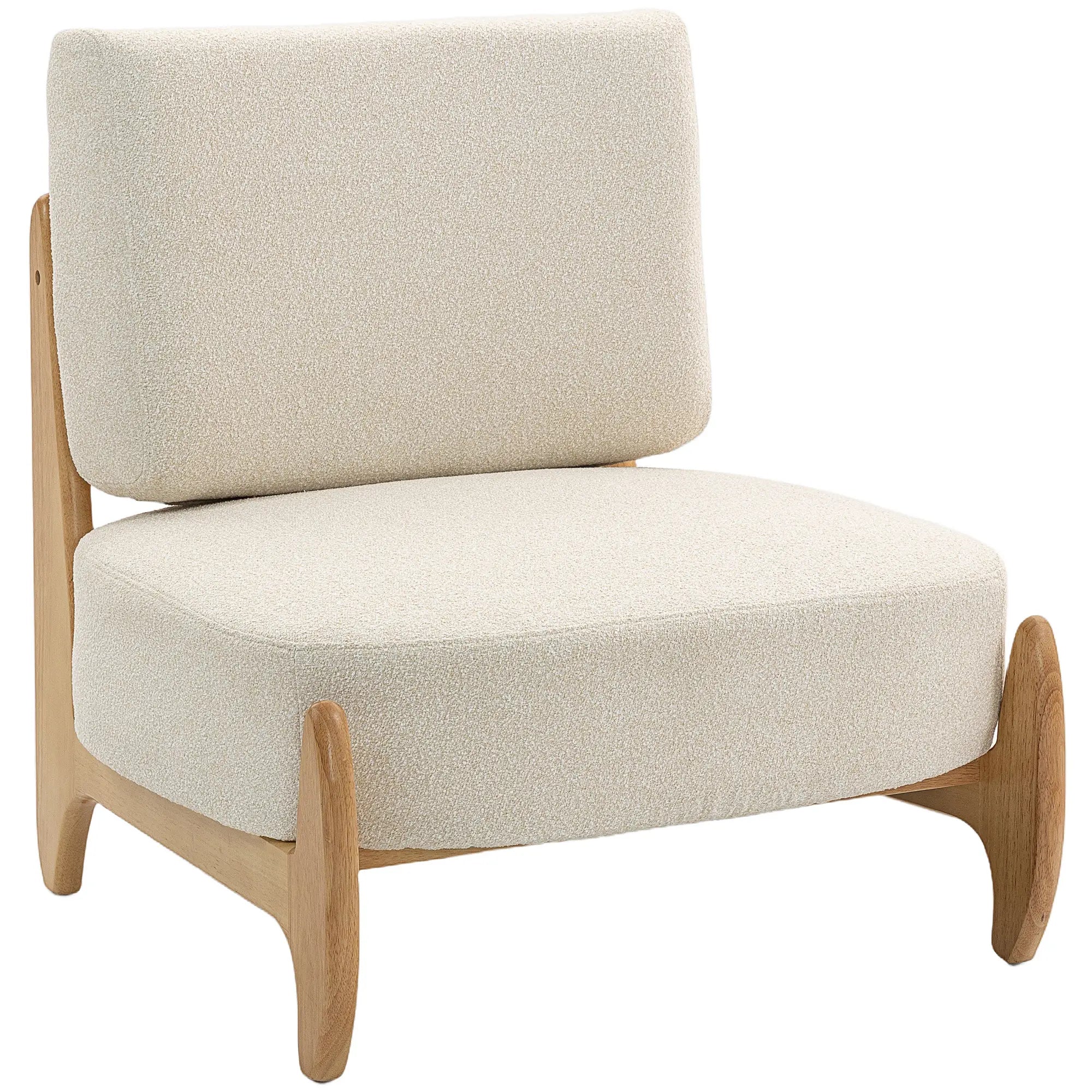 Accent Chair, Rubber Wood Frame, Wide Seat, Modern Chenille, Thick Cushion, Cream White Accent Chairs at Gallery Canada